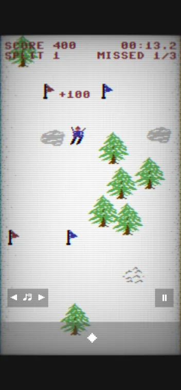 Slalom 64 retro arcade gameplay — skiing through gates on iPhone
