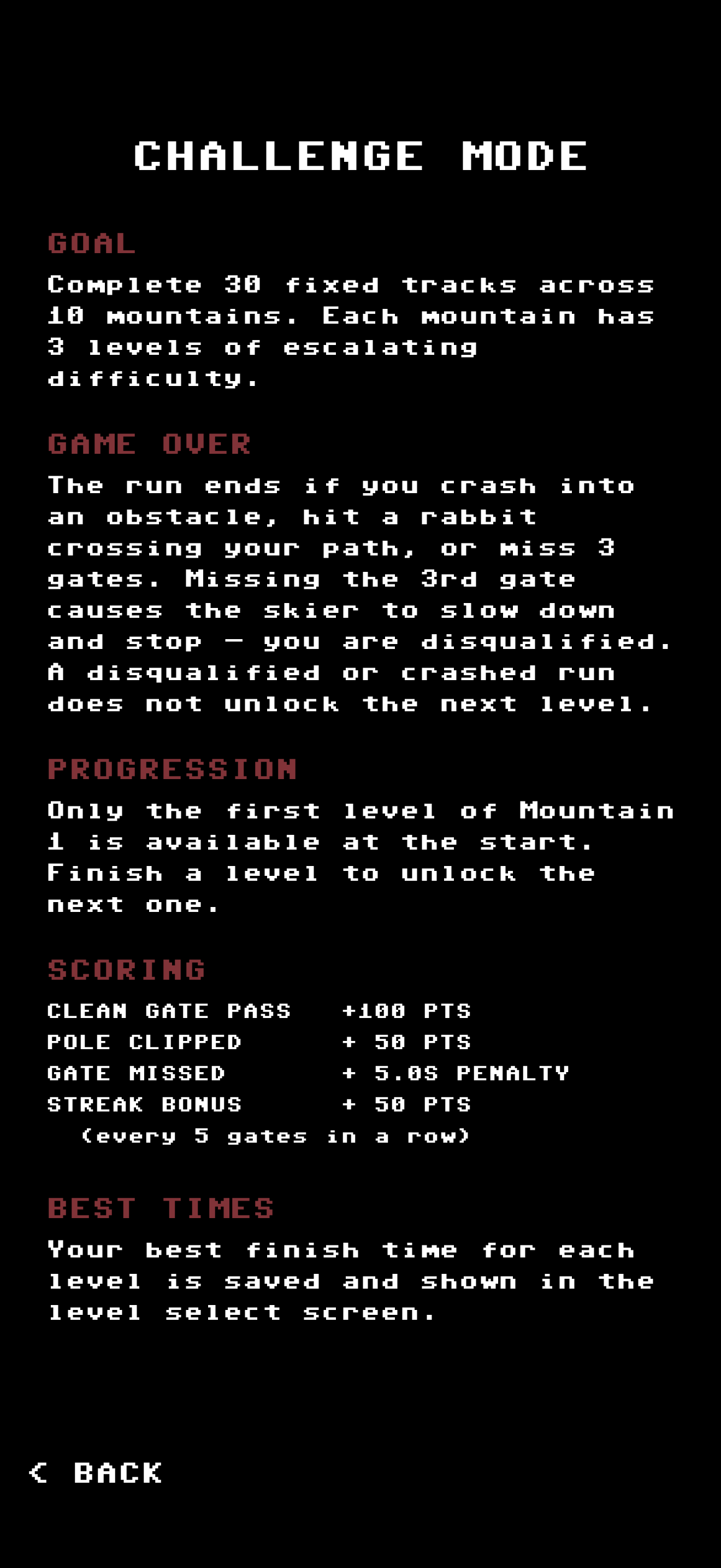 SLALOM 64 challenge mode — timed mountain race